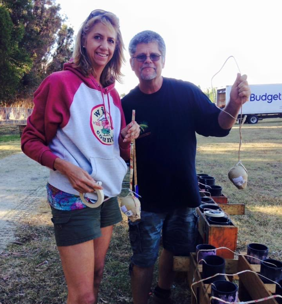 Judy Groverman Walker and Drew Dominguez lighting fireworks